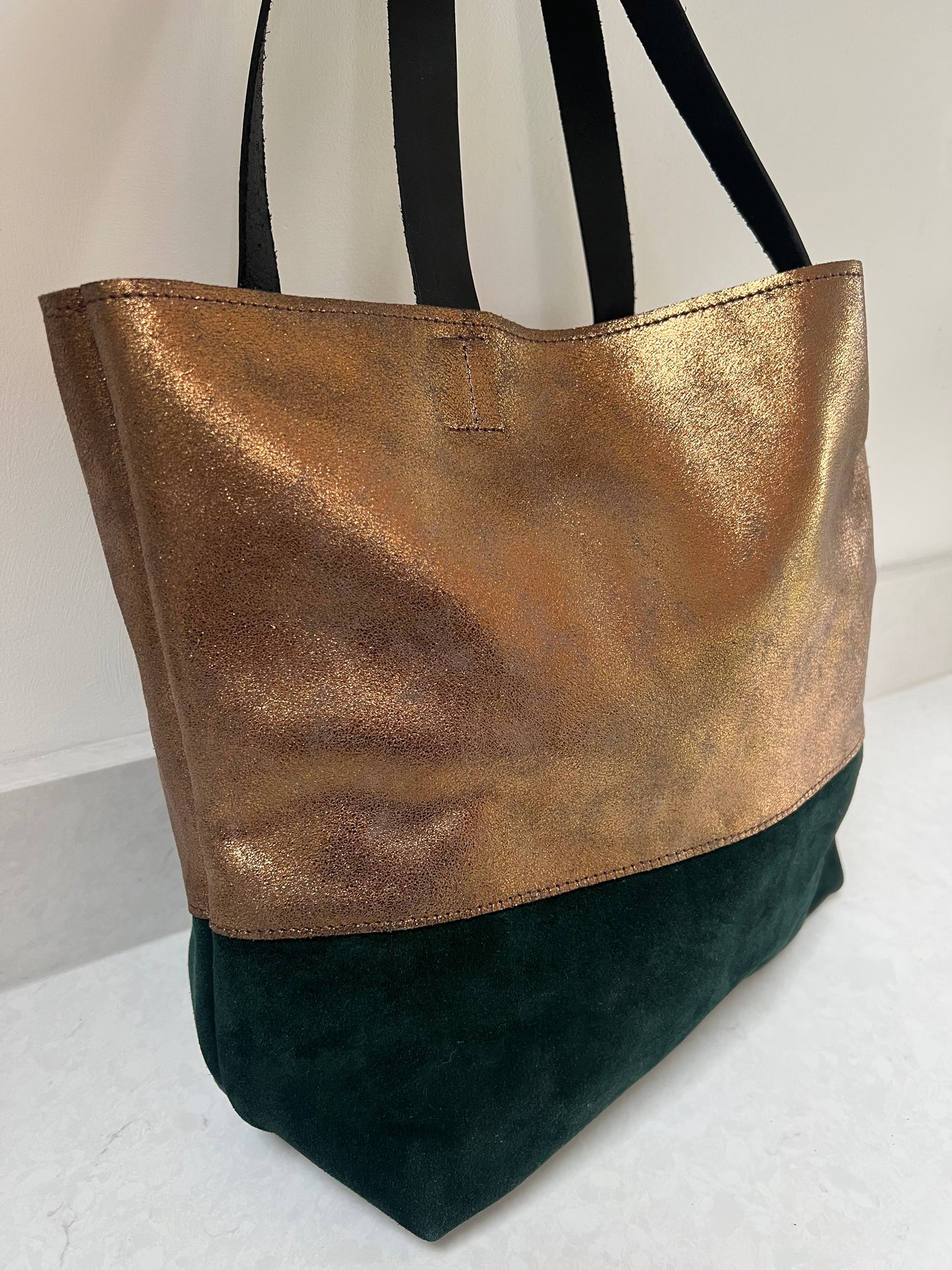 Cressida Tote Bag | Bronze and Forest Green