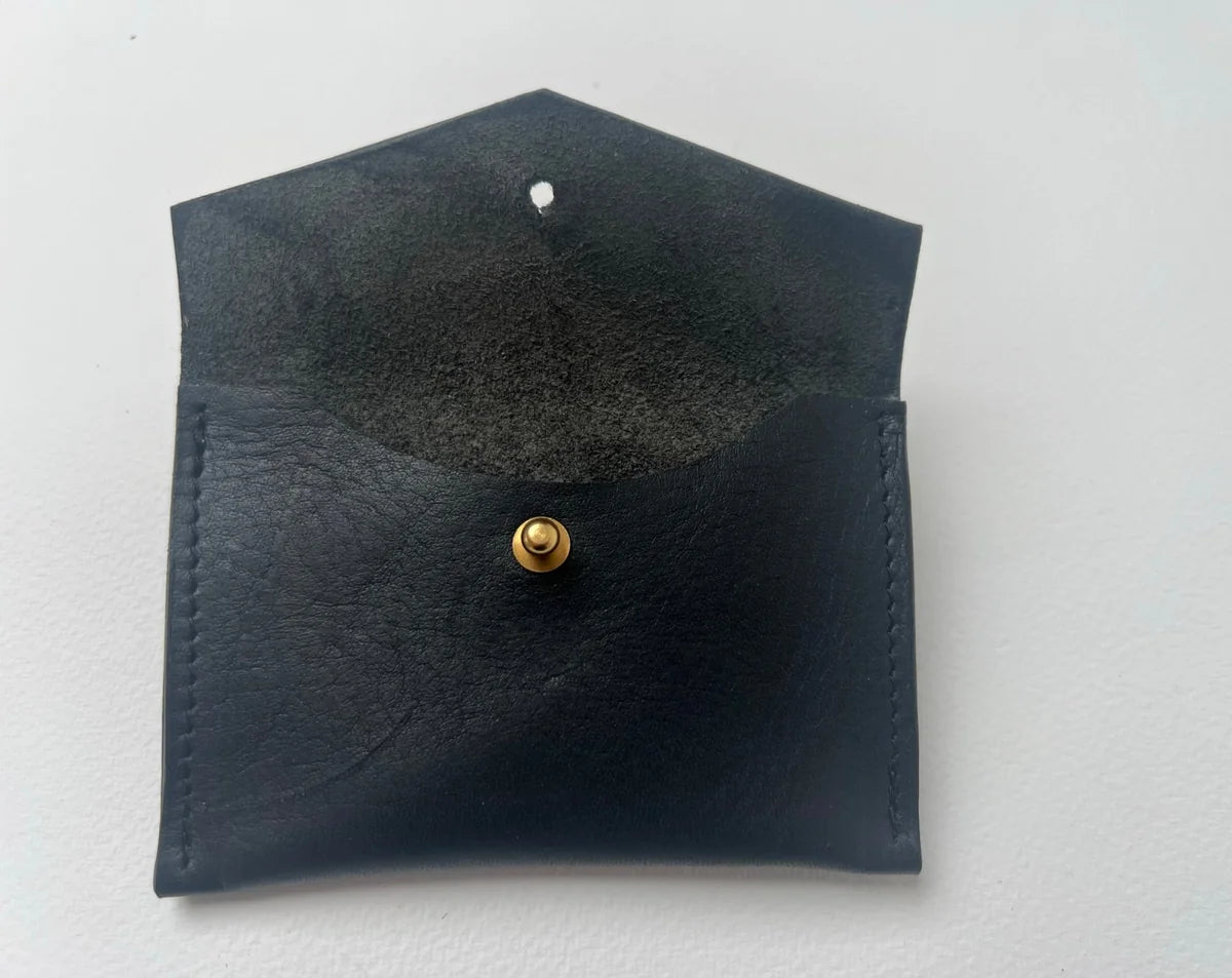Mia Card Holder in Charcoal by LMOR Studio Cornwall, handmade detail close-up view