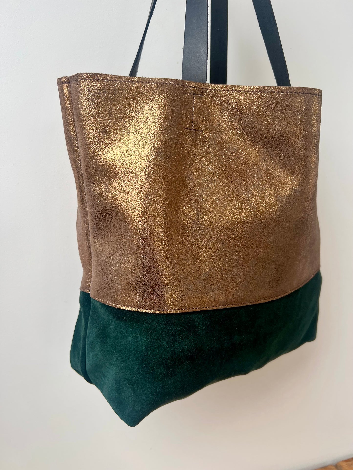 Cressida Tote Bag | Bronze and Forest Green