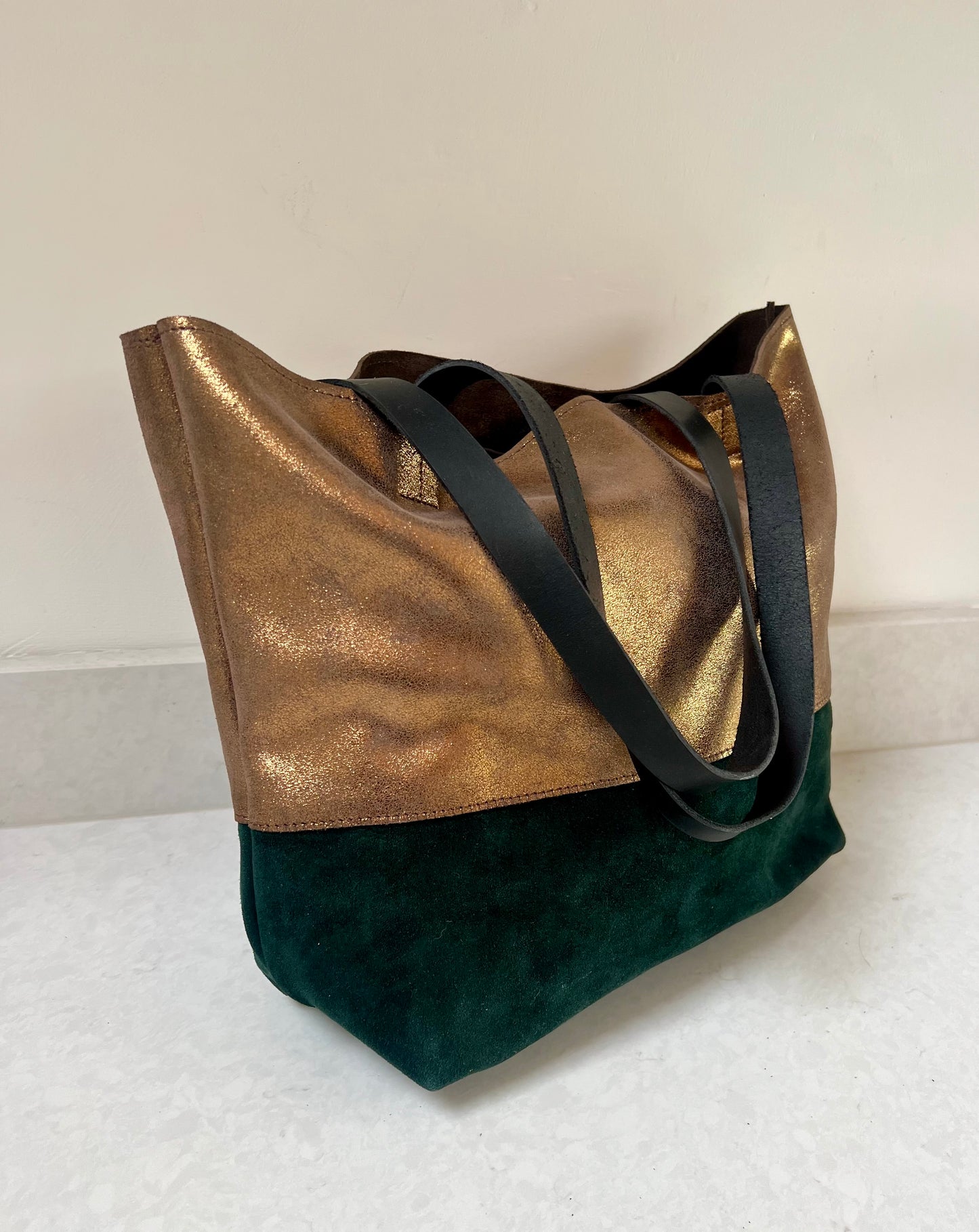 Cressida Tote Bag | Bronze and Forest Green