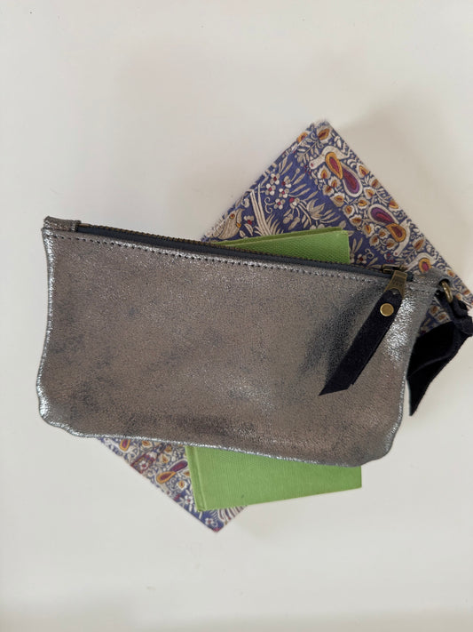 Large Coin Purse | Pewter and Navy