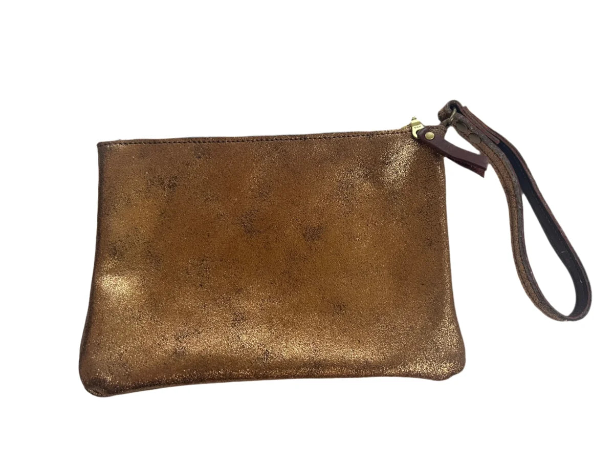 Astrid Clutch Bag in bronze leather, handmade by LMOR Studio Cornwall