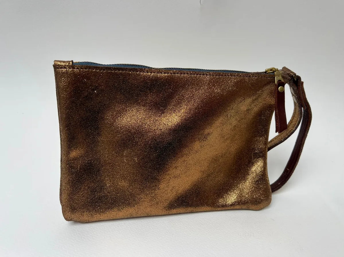Astrid Clutch Bag in bronze leather, handmade by LMOR Studio Cornwall - view 3