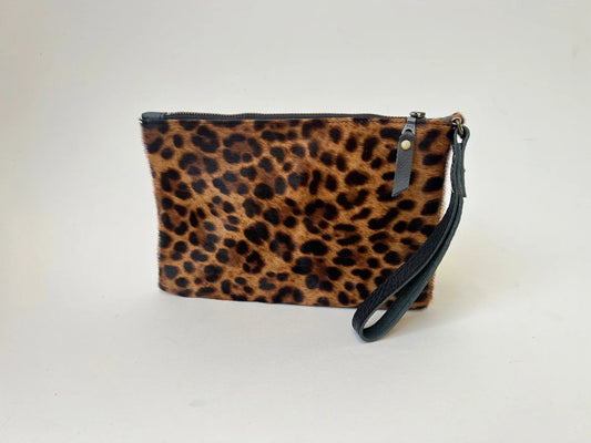 Astrid Clutch Bag in pewter and tan leather by LMOR Studio Cornwall, handmade designer accessory