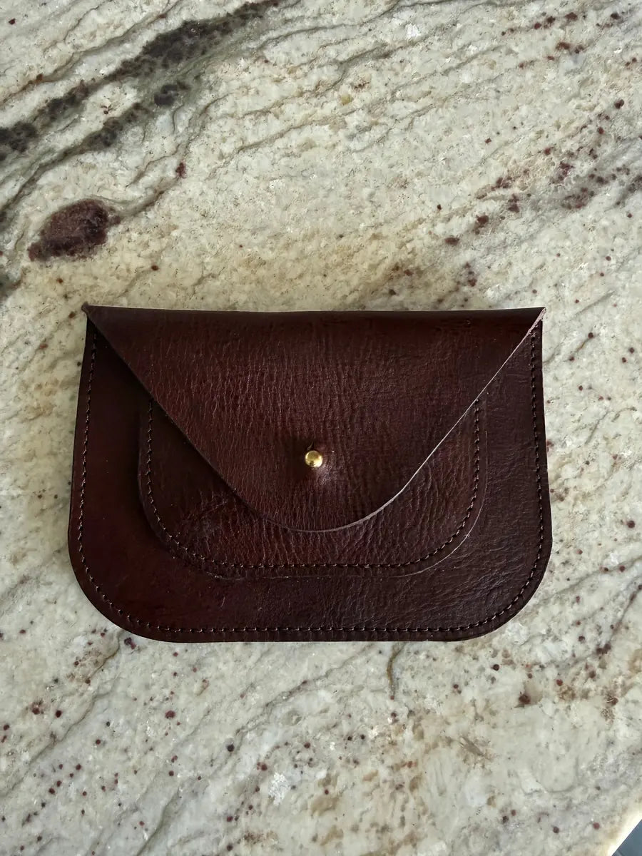 Clara Purse in Chocolate by LMOR Studio Cornwall, handmade leather purse