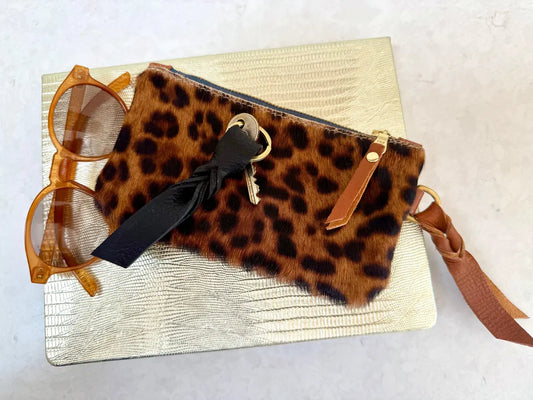Large Jaguar and Tan Coin Purse by LMOR Studio Cornwall, handmade leather wallet