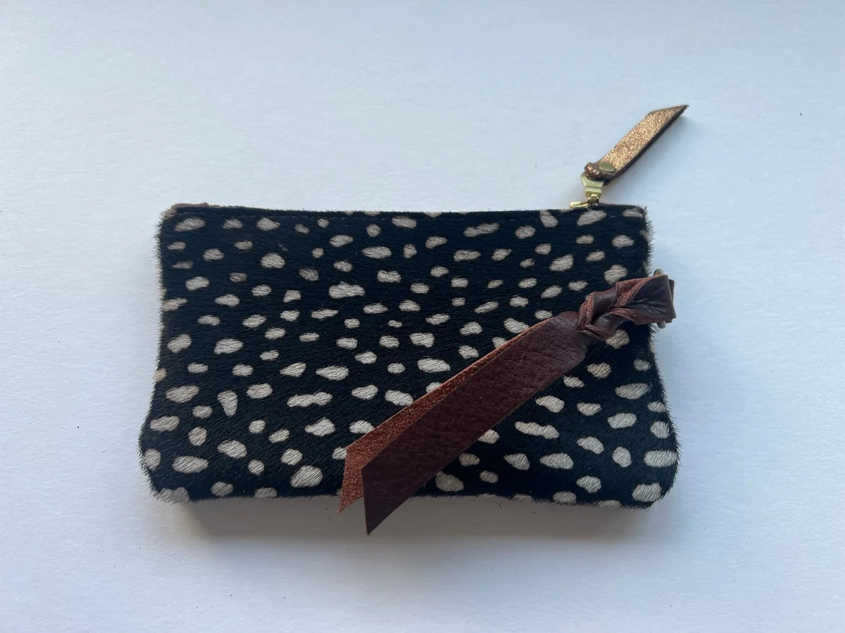 Large spotty brown coin purse by LMOR Studio Cornwall, handmade leather wallet