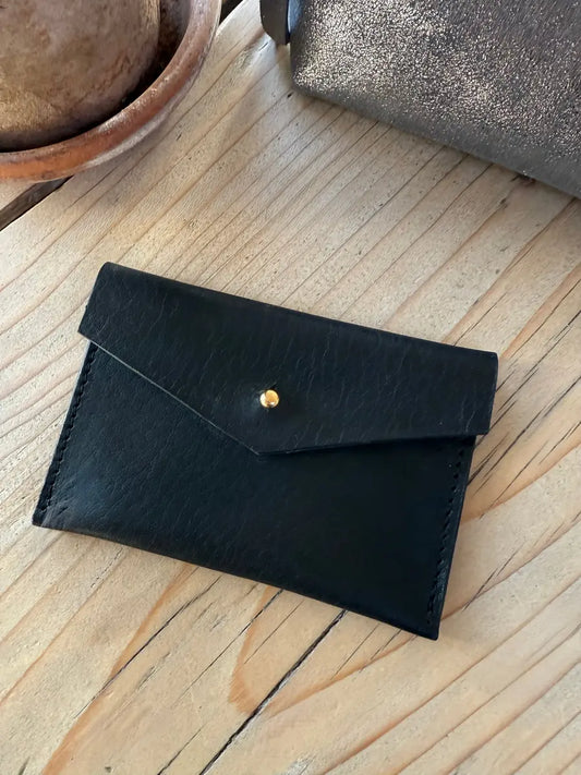 Mia Card Holder in Charcoal by LMOR Studio Cornwall, handmade leather card case