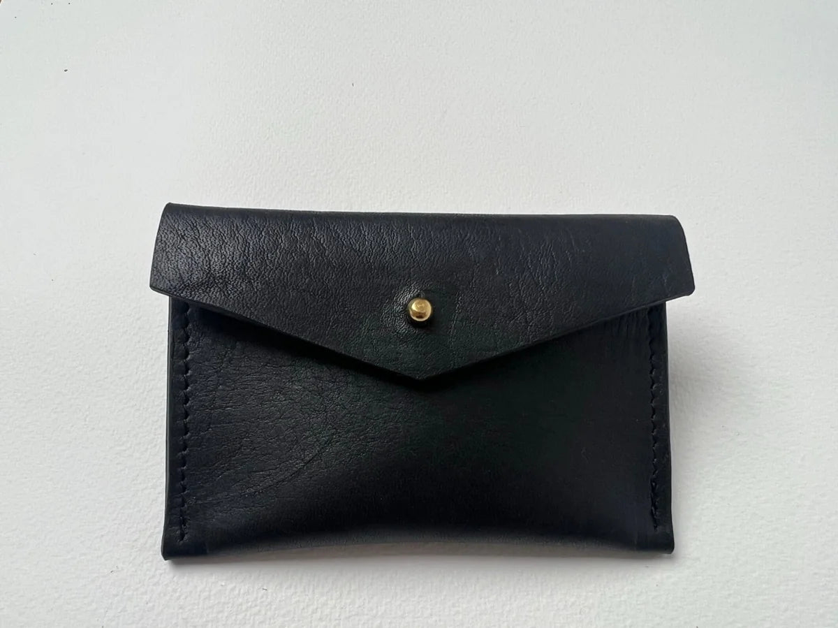 Mia Card Holder in Charcoal by LMOR Studio Cornwall, handmade leather accessory