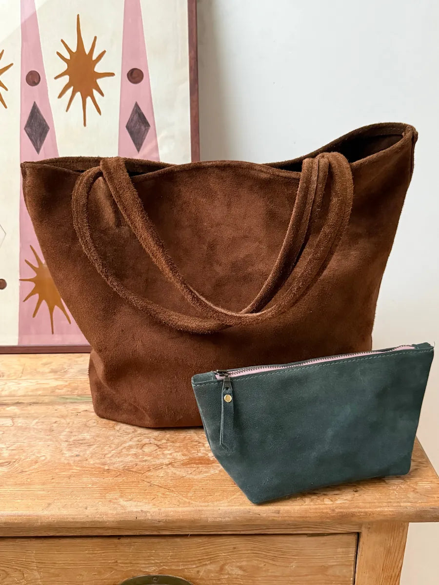 Mia Tote Bag in Tobacco by LMOR Studio Cornwall, handmade leather tote with structured design
