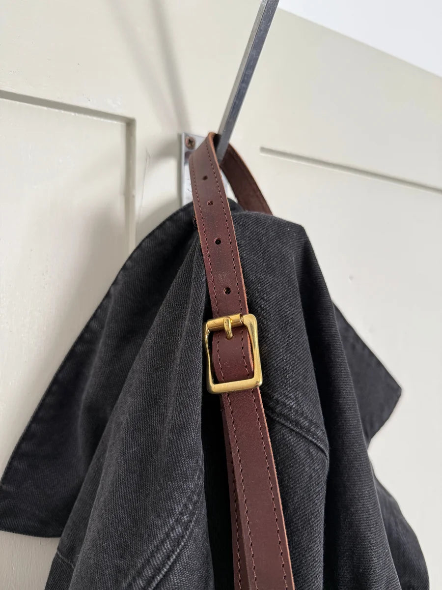 Olive cross-body bag in forest green and bronze by LMOR Studio Cornwall, lined interior detail view