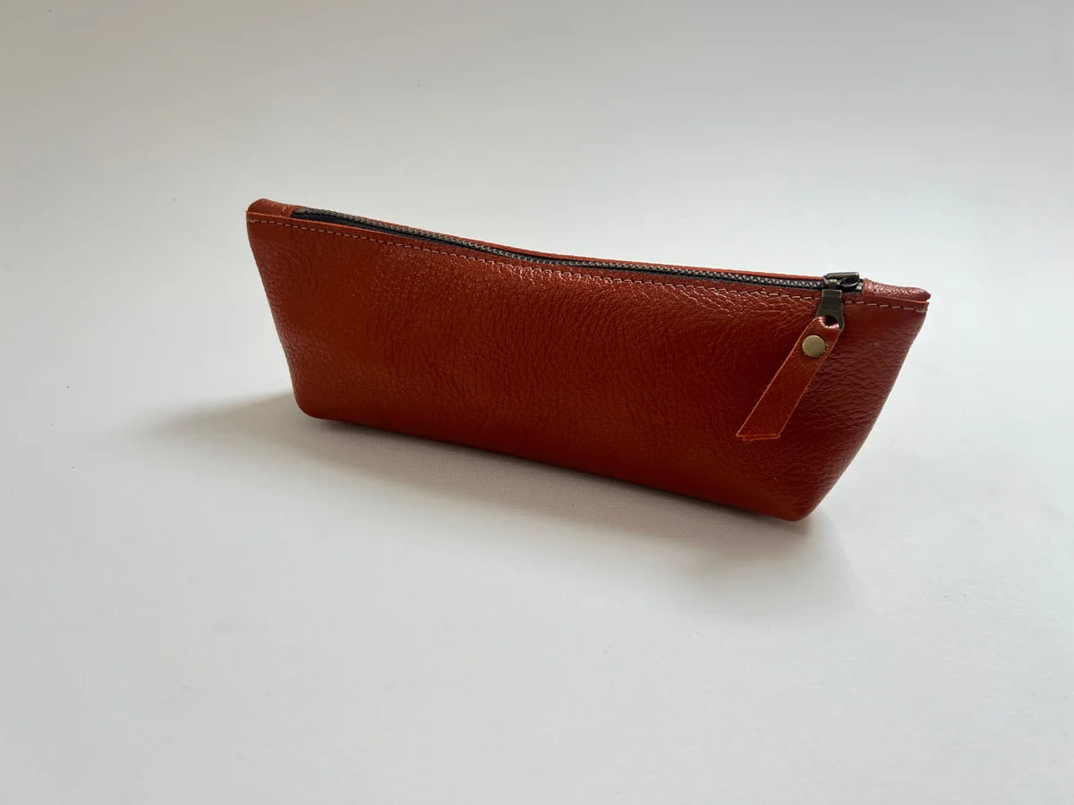 Gold pencil case by LMOR Studio Cornwall, handmade with elegant metallic finish